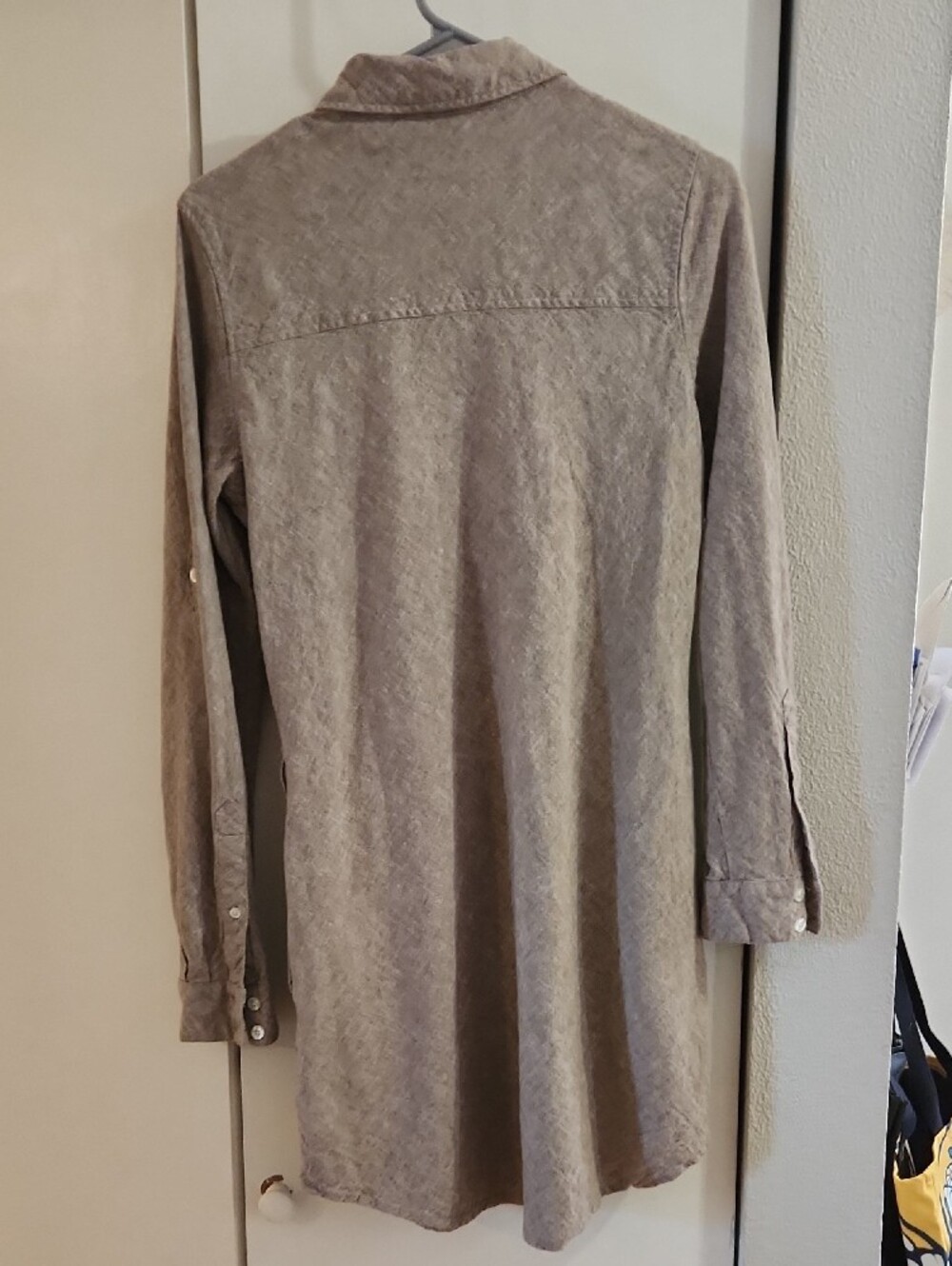 Fashion Trail Taupe Long-Sleeve Shirt Dress Sz S Minimalist - Picture 8 of 9